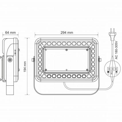 Luz de inundação LED de exterior PROFI LED/100W/180-305V IP65