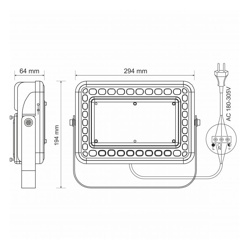 Luz de inundação LED de exterior PROFI LED/100W/180-305V IP65