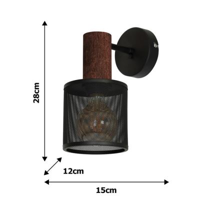 Luz de parede ARES BLACK 1xE27/60W/230V