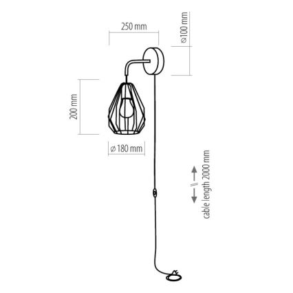 Luz de parede BRYLANT BLACK 1xE27/60W/230V