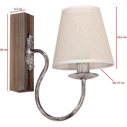 Luz de parede CARIN 1xE14/60W/230V luz