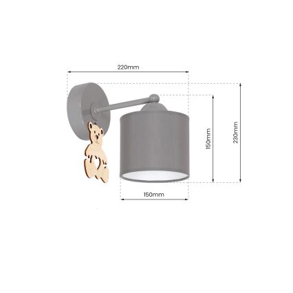 Luz de parede de criança BEAR 1xE27/60W/230V
