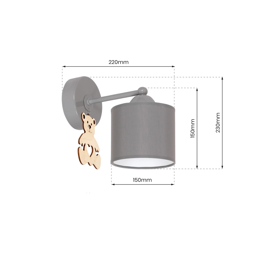 Luz de parede de criança BEAR 1xE27/60W/230V