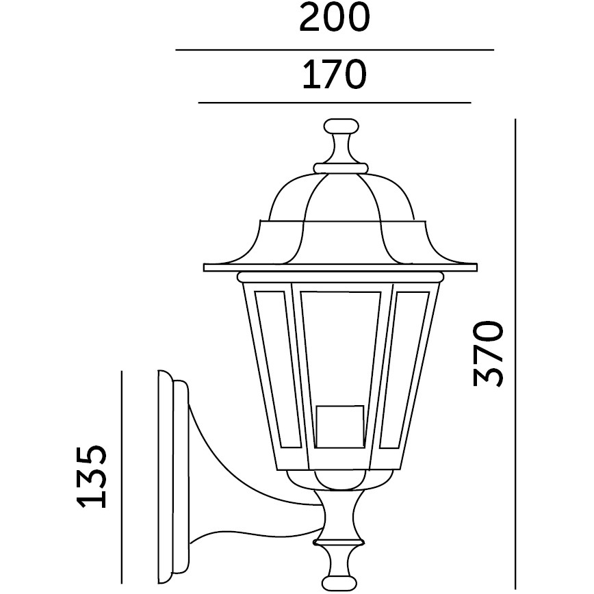 Luz de parede de exterior 1xE27/60W/230V IP44 preto antigo
