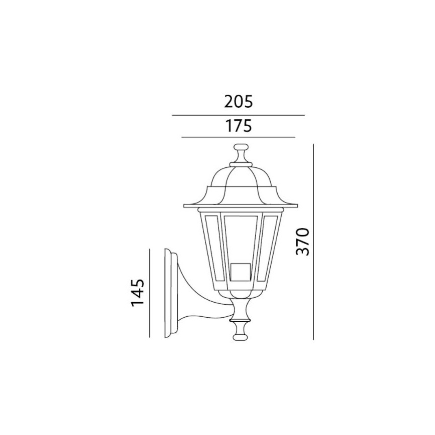 Luz de parede de exterior 1xE27/60W/230V IP44 preto antigo