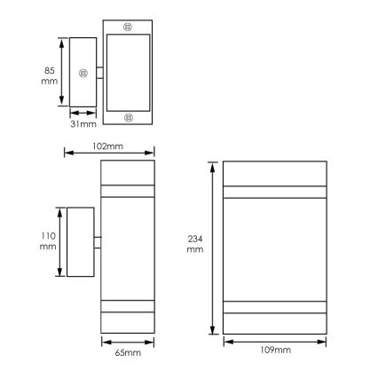 Luz de parede de exterior LITEK 2xGU10/30W/230V IP44 preto antigo