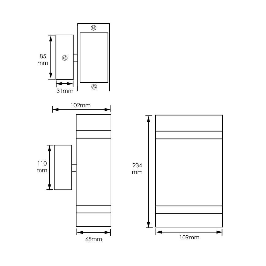 Luz de parede de exterior LITEK 2xGU10/30W/230V IP44 preto antigo