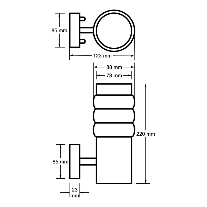Luz de parede exterior LULA BIS 1xE27/60W/230V IP44