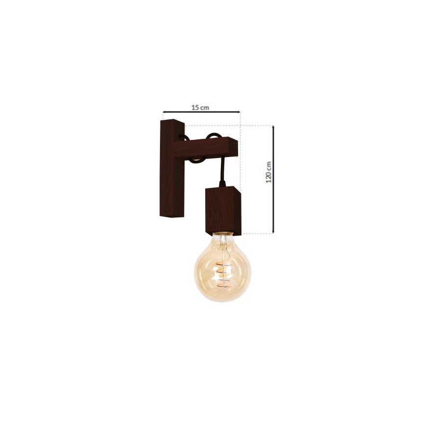Luz de parede JACK 1xE27/40W/230V madeira castanha