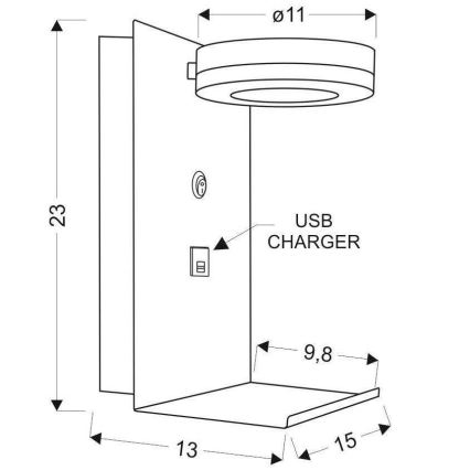Luz de parede LED com um carregador COMPACT LED/4W/230V