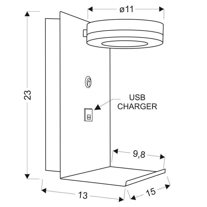 Luz de parede LED com um carregador COMPACT LED/4W/230V