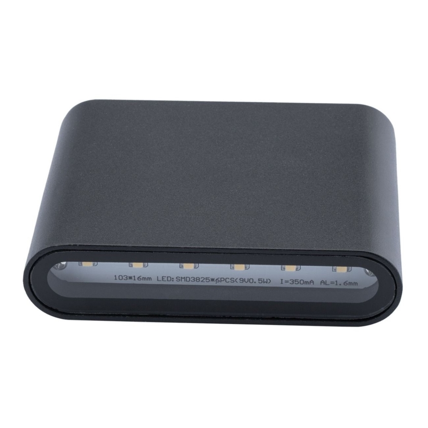 Luz de parede LED de exterior FLOW 2xLED/3W/230V IP54 preto antigo