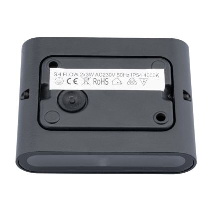 Luz de parede LED de exterior FLOW 2xLED/3W/230V IP54 preto antigo