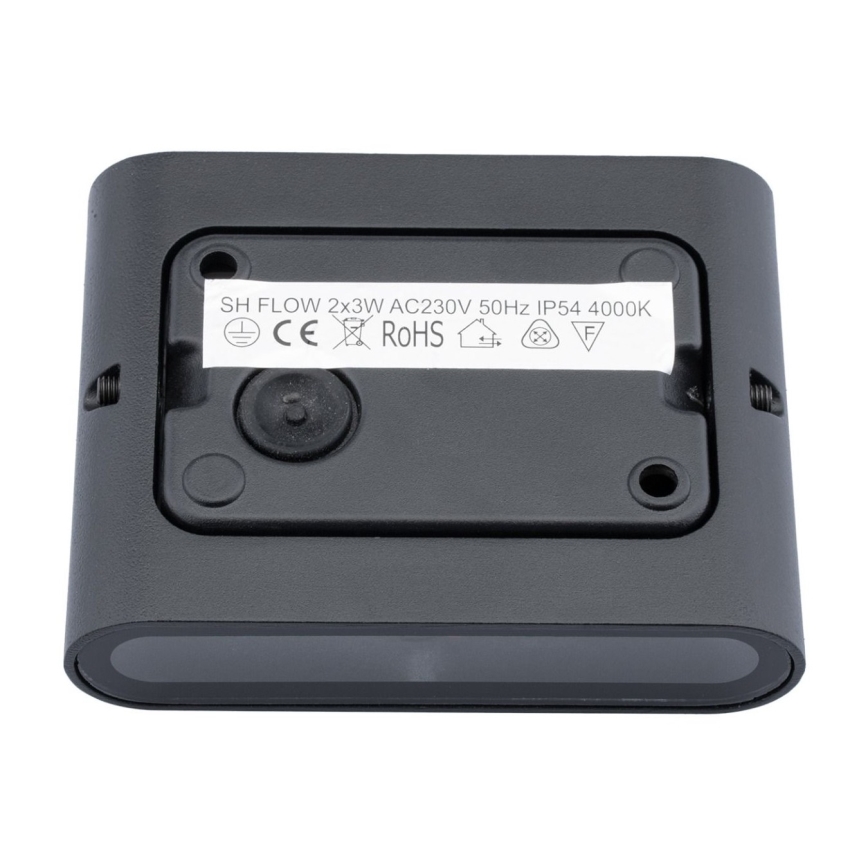 Luz de parede LED de exterior FLOW 2xLED/3W/230V IP54 preto antigo