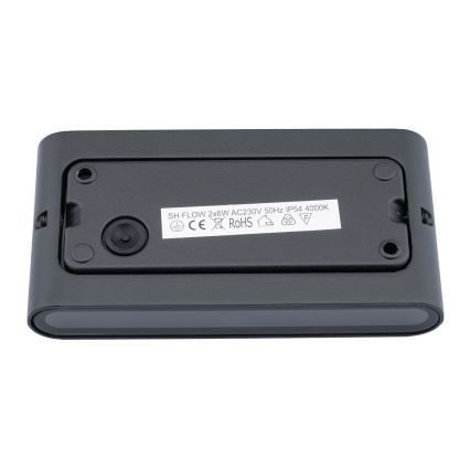 Luz de parede LED de exterior FLOW 2xLED/6W/230V IP54 preto antigo