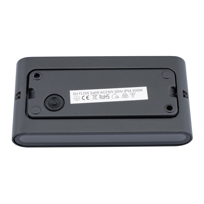 Luz de parede LED de exterior FLOW 2xLED/6W/230V IP54 preto antigo