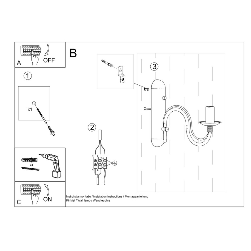 Luz de parede MINERWA 1xE14/40W/230V branco