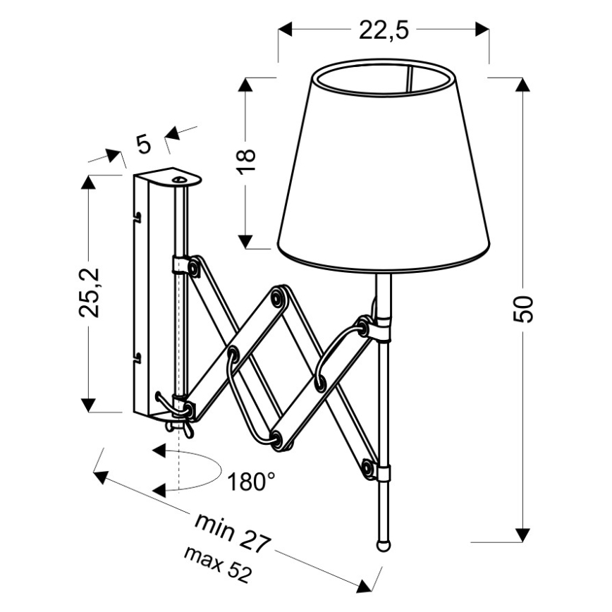Luz de parede MITO 1xE27/40W/230V preto