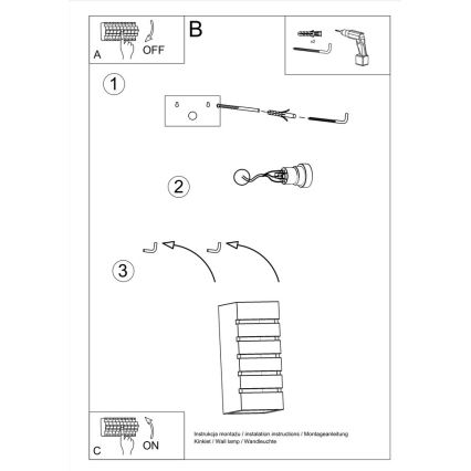 Luz de parede SAMIR 1xE27/60W/230V branco