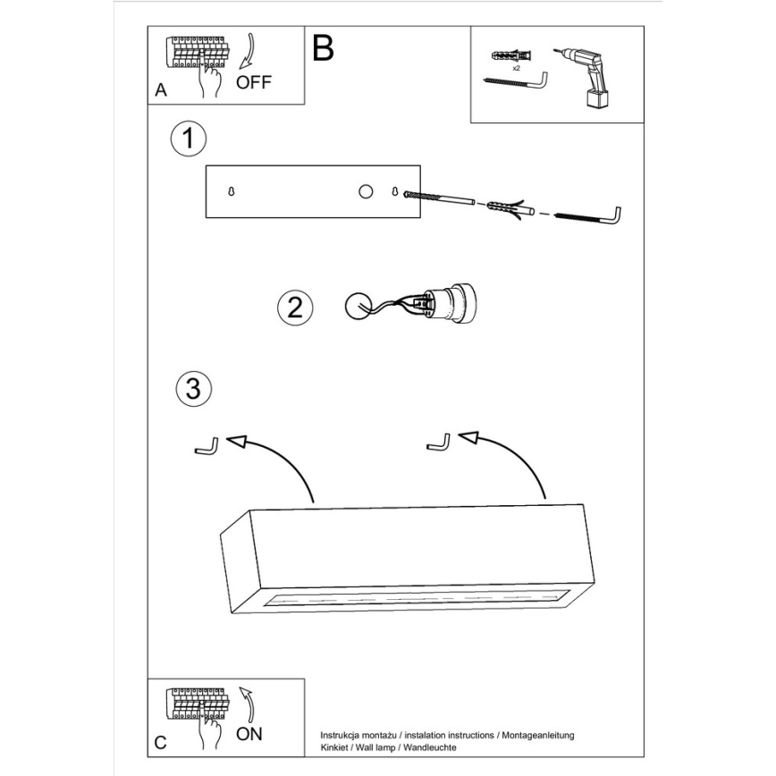 Luz de parede VEGA 1xE27/60W/230V branco