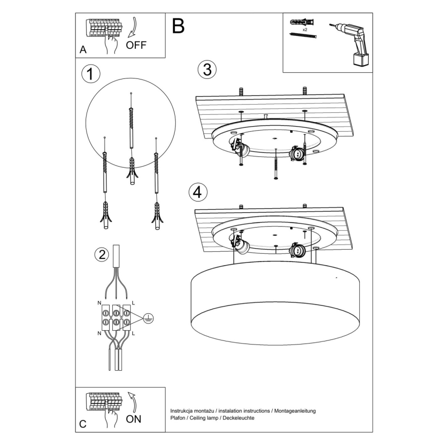 Luz de teto ARENA 45 3xE27/60W/230V preto antigo