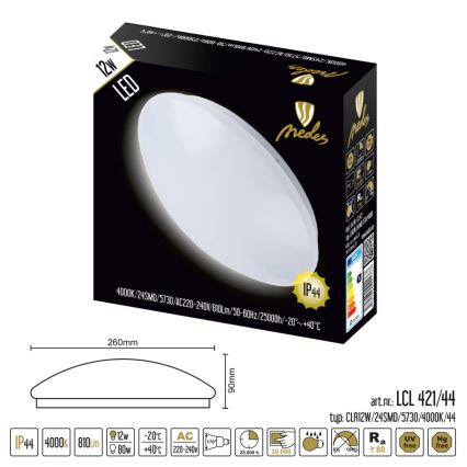 Luz de teto de casa de banho LED LED/12W/230V IP44