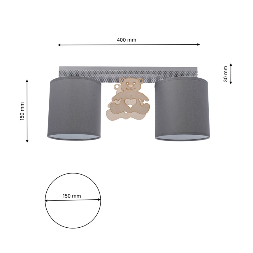 Luz de teto de criança BEAR 2xE27/60W/230V