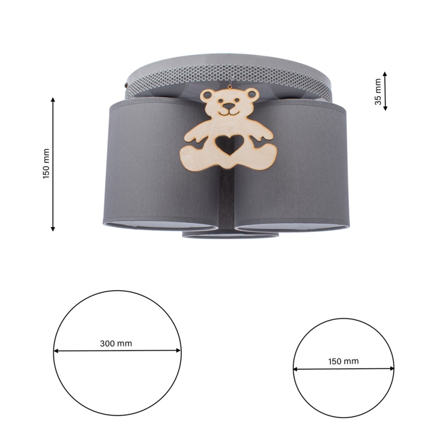 Luz de teto de criança BEAR 3xE27/60W/230V