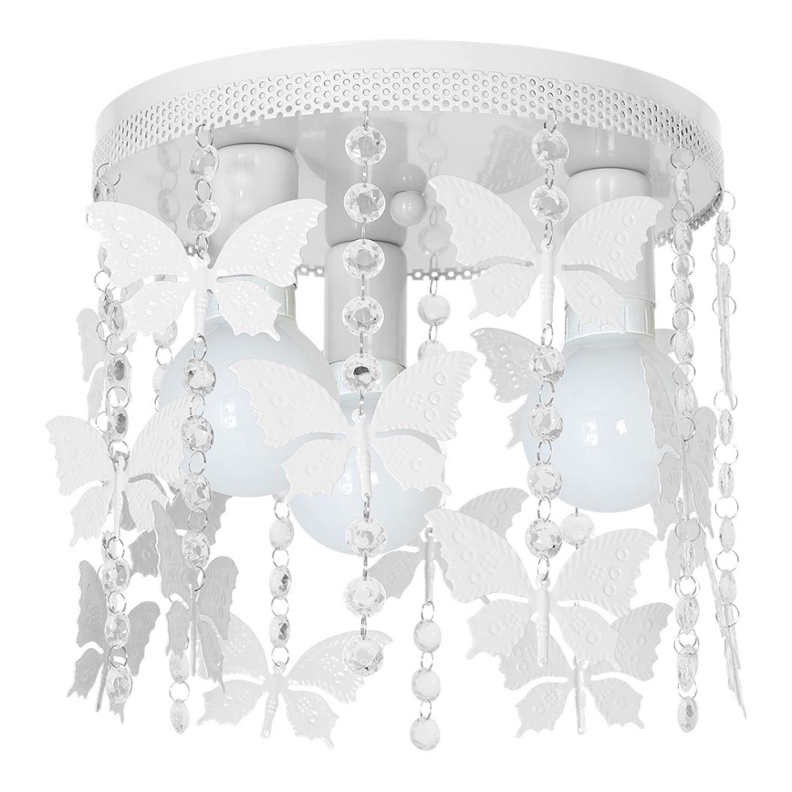 Luz de teto de criança ELZA butterflies 3xE27/60W/230V branco