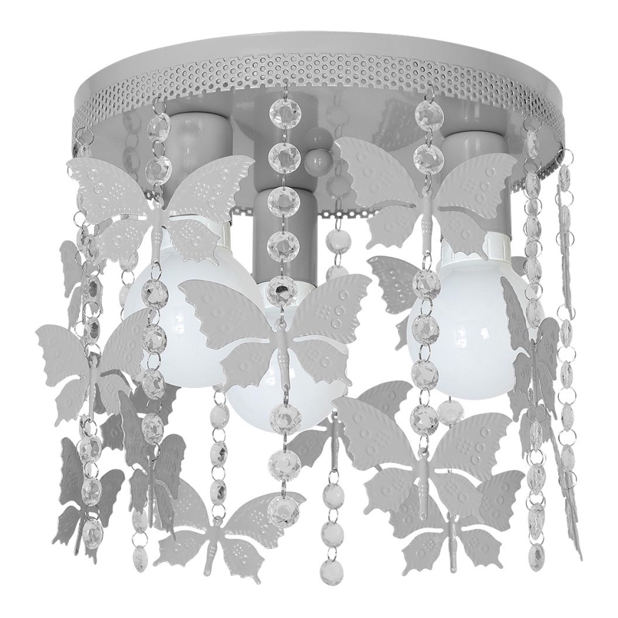 Luz de teto de criança ELZA butterflies 3xE27/60W/230V cinzento