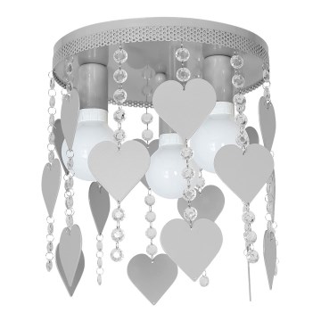 Luz de teto de criança ELZA hearts 3xE27/60W/230V cinzento