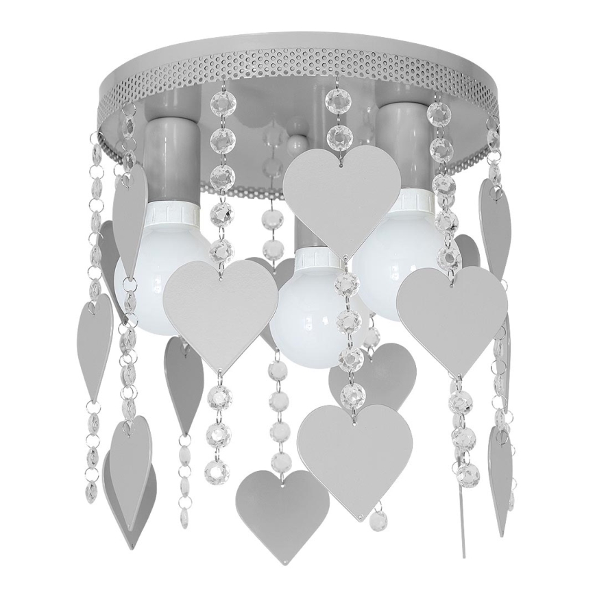 Luz de teto de criança ELZA hearts 3xE27/60W/230V cinzento
