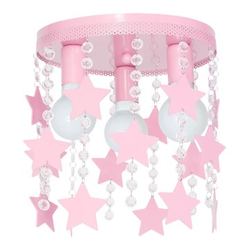 Luz de teto de criança ELZA stars 3xE27/60W/230V rosa