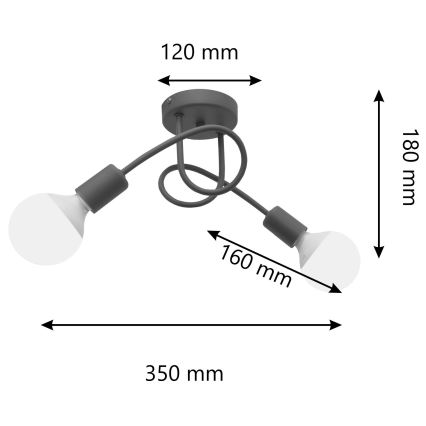 Luz de teto OXFORD 2xE27/15W/230V prata