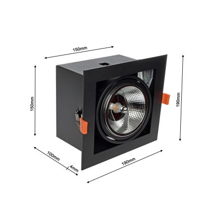Luz embutida PLAZA AR111 1xGU10/12W/230V preto antigo