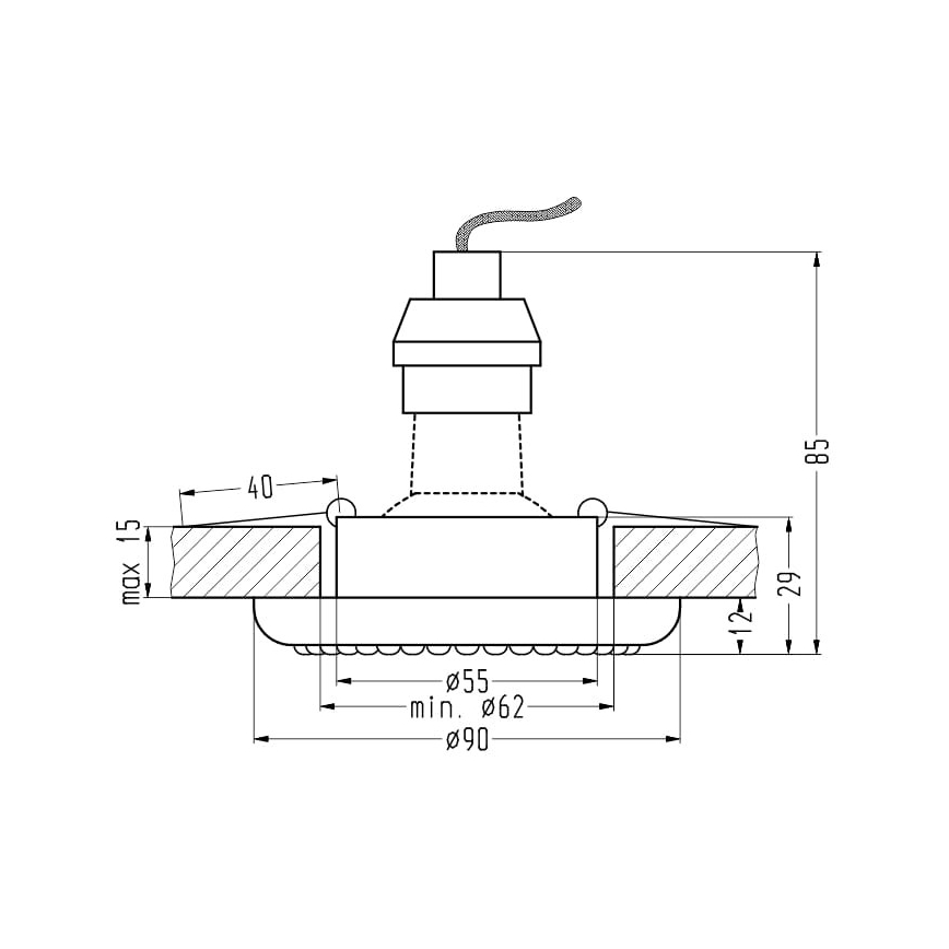 Luz embutida SOC 1xGU10/50W/230V