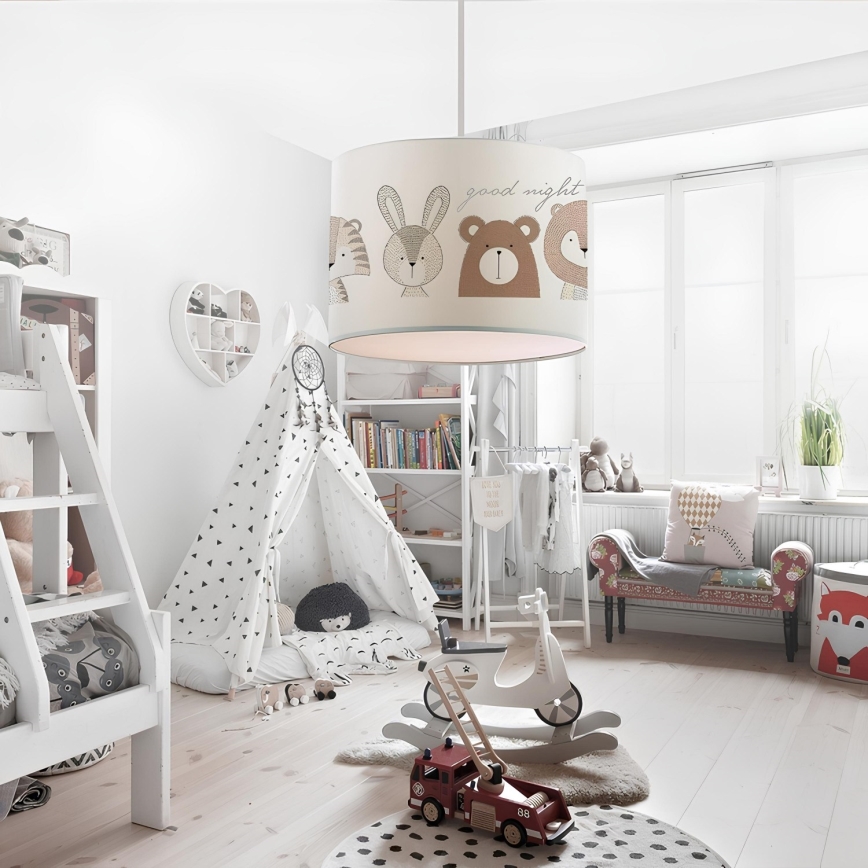 Luz infantil CANDY 1xE27/40W/230V branca/castanha