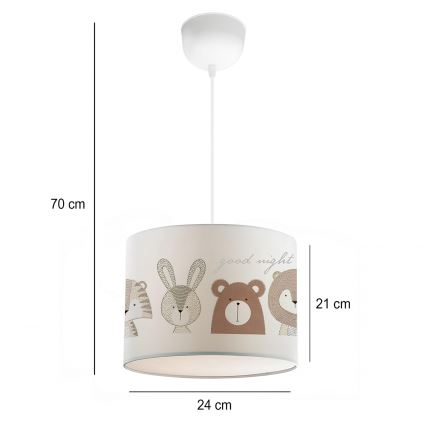 Luz infantil CANDY 1xE27/40W/230V branca/castanha