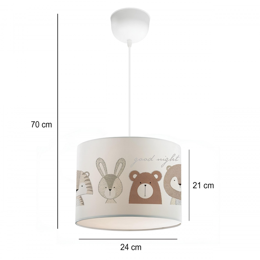 Luz infantil CANDY 1xE27/40W/230V branca/castanha