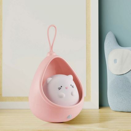 Luz LED de orientação para crianças com sensor KITTY LED/0,5W/5V USB rosa