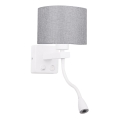 Luz LED de parede POLO 1xE27/40W+LED/2W 230V branco