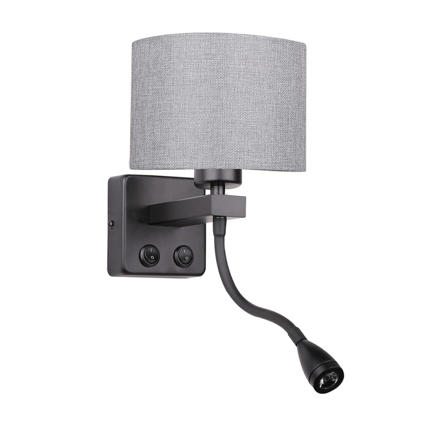 Luz LED de parede POLO 1xE27/40W+LED/2W 230V preto