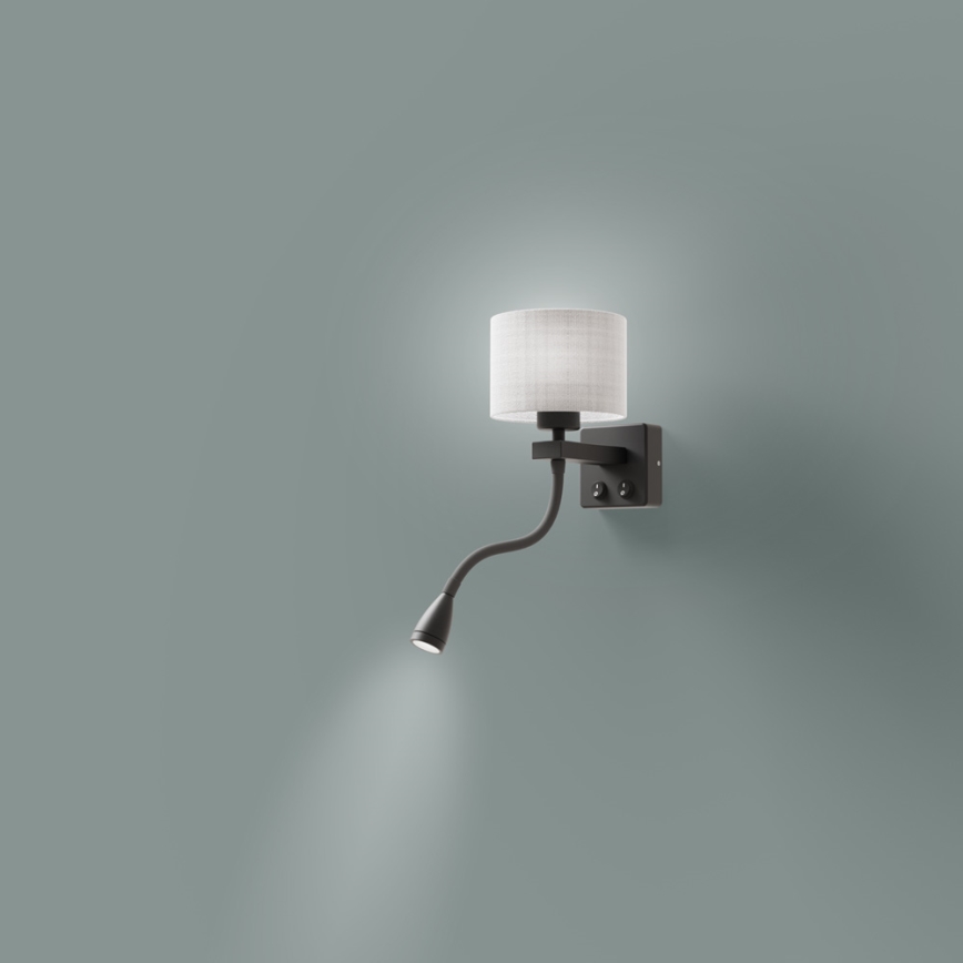 Luz LED de parede POLO 1xE27/40W+LED/2W 230V preto