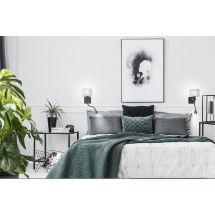 Luz LED de parede POLO 1xE27/40W+LED/2W 230V preto