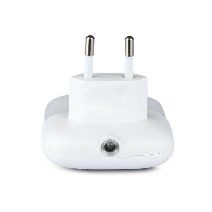 Luz LED noturna com sensor de anoitecer 2xUSB LED/0,45W/230V 3000K