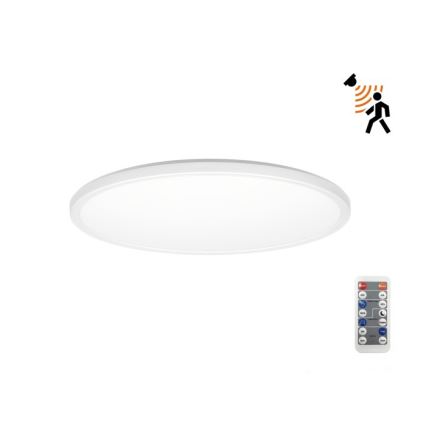 Luminária LED para casa de banho com sensor de movimento e crepúsculo NIVERA LED/12W/230V IP54 3000/4000/6000K diâmetro 22,5 cm branco + comando à distância