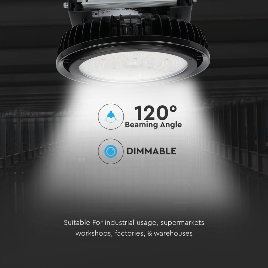 Luz LED regulável para trabalhos pesados High Bay LED/500W/230V 4000K IP65 preto