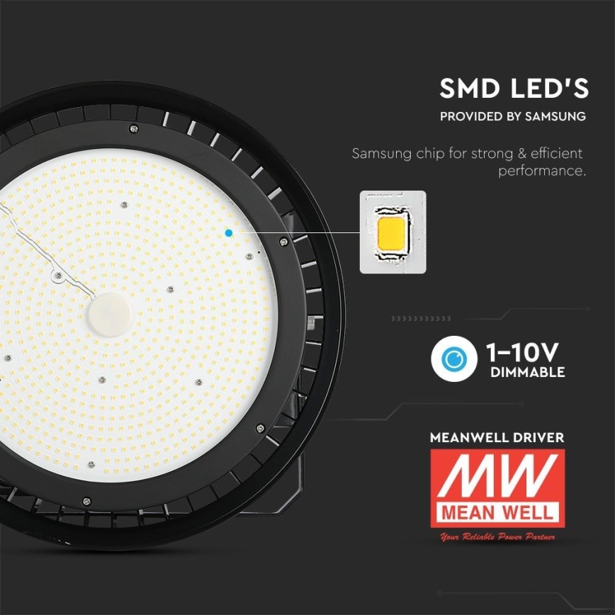 Luz LED regulável para trabalhos pesados High Bay LED/500W/230V 4000K IP65 preto