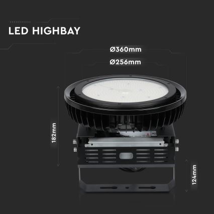 Luz LED regulável para trabalhos pesados High Bay LED/500W/230V 4000K IP65 preto