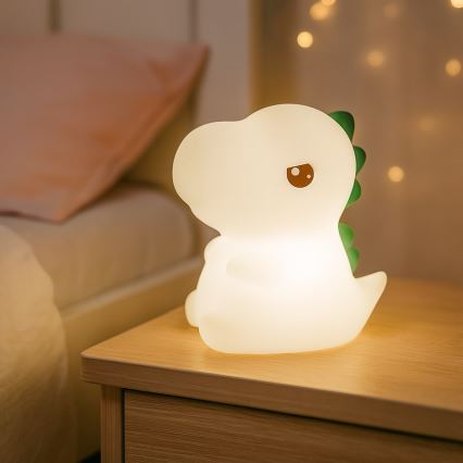 Luz noturna infantil LED RGBW, dimerizável, recarregável e sensível ao toque DINO LED/1W/5V 1200 mAh